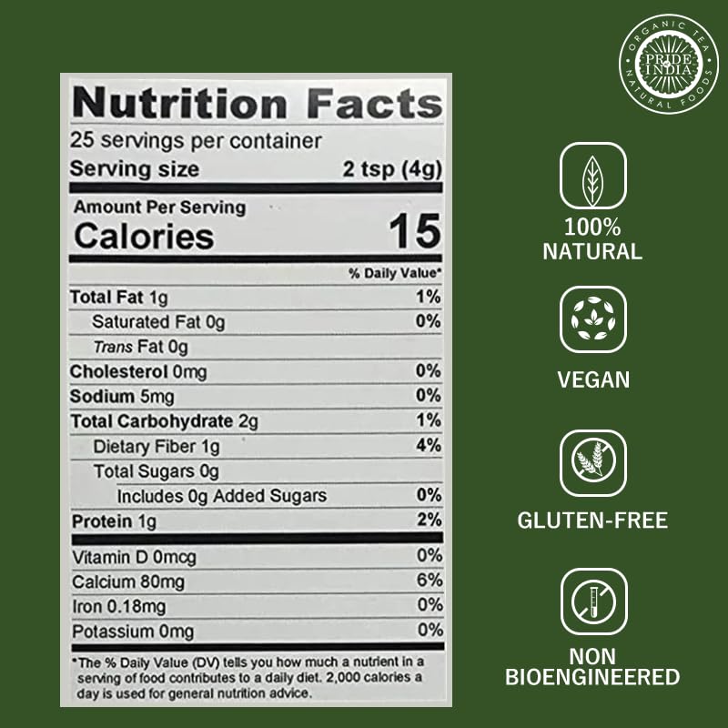 Premium Grade Pure & Raw Sun-dried Moringa Leaf Ground, (3.53oz - 100gm)