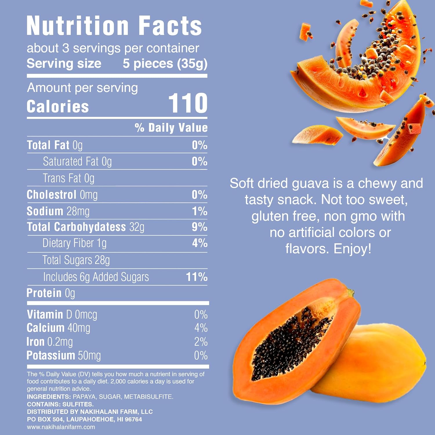 Papaya Soft Dried Fruit 3.5oz