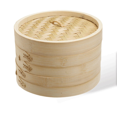9-Inch Bamboo Steamer Set (2 Baskets + Lid)